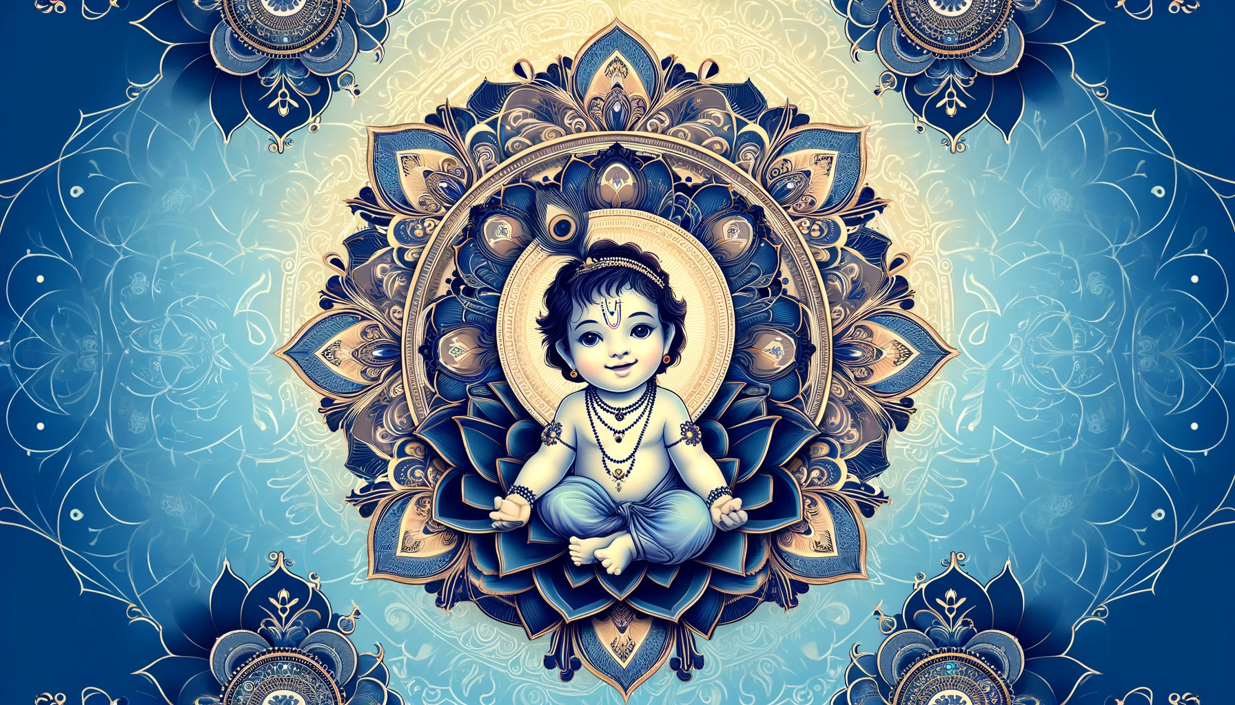 Sfeerbeeld: baby Krishna op een lotus